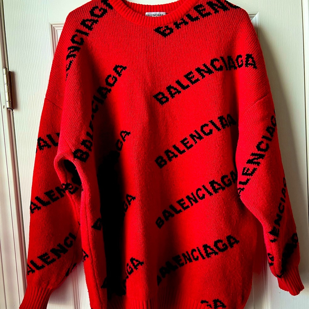 Red balenciaga oversized sweater size medium